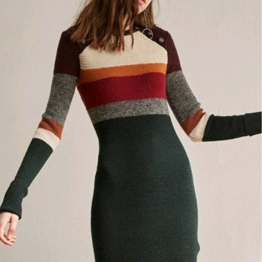 Isabel Marant Black and Red Long Sleeve Sweater Dress